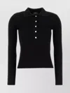 Apc Long Sleeve Polo Shirt With Ribbed Collar In Black