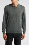 Apc A.p.c. Long Sleeve Wool Polo Sweater In Kaf Dark Green