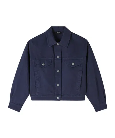 Apc A.p.c. Long Sleeved Buttoned Jacket In Dark Navy Blue