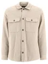 Apc Long Sleeved Buttoned Overshirt In Beige