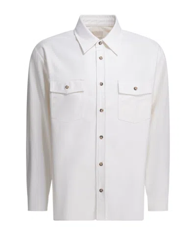 Apc A.p.c. Long-sleeved Buttoned Overshirt In White