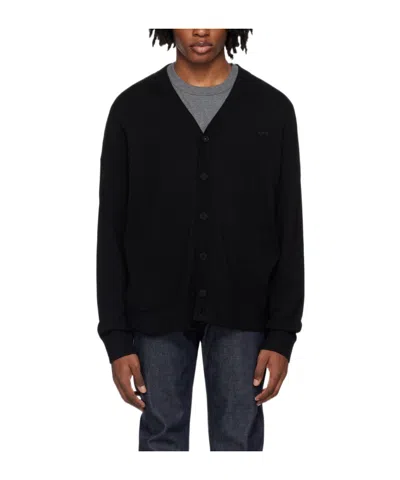 Apc Long-sleeved Knitted Cardigan In Black