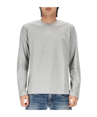 Apc Long-sleeved Logo T-shirt In Gray