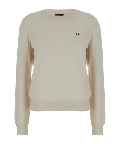Apc Long-sleeved Round-neck Sweater In Nude