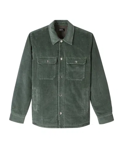 Apc Long Sleeved Shirt Jacket In Green
