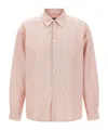 Apc Striped Boyfriend Shirt With Front Pocket In Nude
