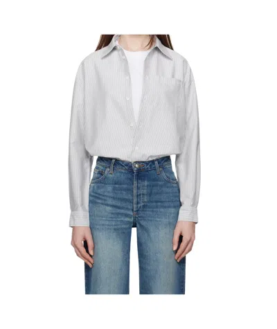 Apc White & Navy Boyfriend Logo Shirt In Iak Dark Navy