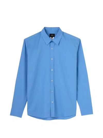 A.p.c. Long-sleeve Button-down Shirt In Blue