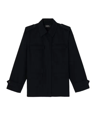 A.p.c. Long-sleeved Belted Casual Jacket In Blue