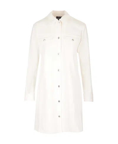 A.p.c. Long-sleeved Shirt Dress In Pink
