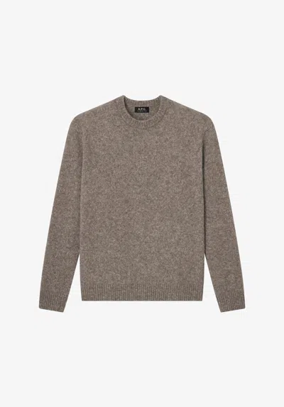 A.p.c. Loone Sizee-fit Taupe Brown Sweater Xs Bae In Bae - Gray-beige