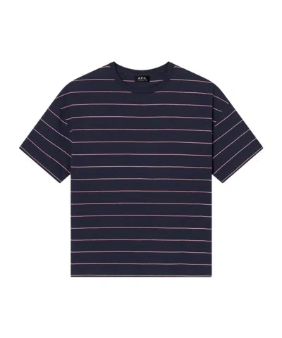 A.p.c. A. P.c. Embroidered Tonal Logo Crewneck T-shirt In Blue