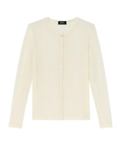 Apc Lorie Long-sleeved Knit Cardigan In Neutral