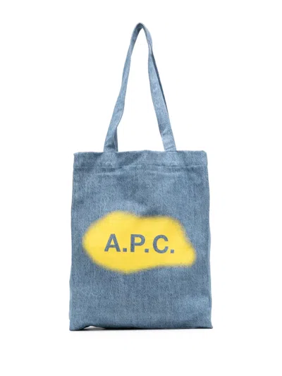 Apc Lou Denim Tote Bag In Blue