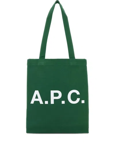 Apc A.p.c. Lou Green Canvas Tote Bag