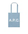 Apc Lou Logo-print Denim Tote Bag In Blue