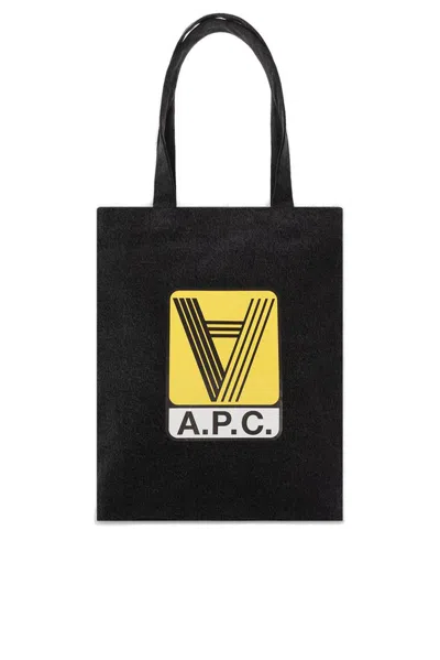 Apc A.p.c. Lou Logo Printed Tote Bag In Black