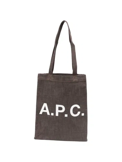 A.p.c. Logo Top Handle Tote Bag In Brown