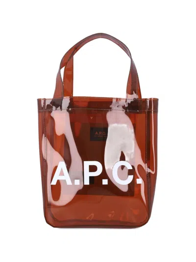 Apc A.p.c. Small Lou Glossy Pvc Tote Bag In Orange