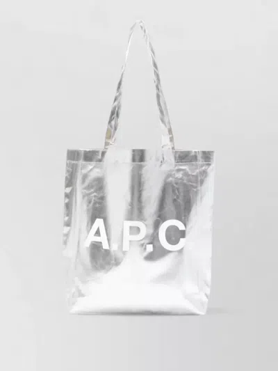 Apc Lou Metallic Finish Tote Bag Dual Handles In Silver