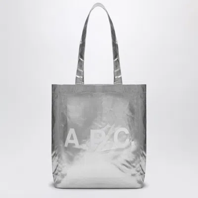 A.p.c. Lou Metallic Silver Tote Bag In Gray