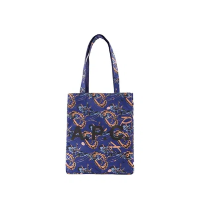 APC A.P.C. LOU REVERSIBLE SHOPPER BAG - SYNTHETIC - BLUE