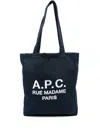 Apc A.p.c. Navy Blue Canvas Lou Rue Madame Shopping Bag In Blue