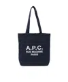 Apc A.p.c. Navy Blue Canvas Lou Rue Madame Shopping Bag In Black