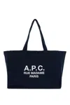 Apc Navy Blue Canvas Diane Rue Madame Shopping Bag In Blue