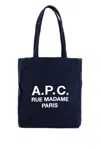 Apc A.p.c. Navy Blue Canvas Lou Rue Madame Shopping Bag In Blue