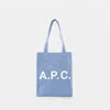 Apc Lou Logo-print Denim Tote Bag In Blue