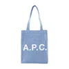 Apc Lou Logo-print Denim Tote Bag In Blue