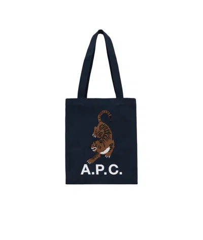 Apc Lou Tigre Tote In Navy Blue
