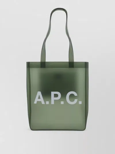 A.p.c. Lou Tote Bag Dual Handles Transparent Design In Green