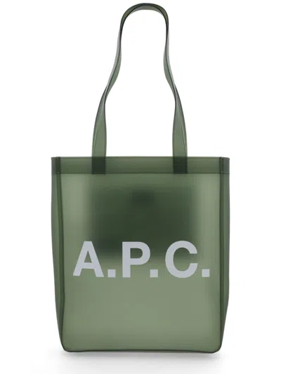 A.p.c. Neutrals Lou Translucentt Tote Bag In Green