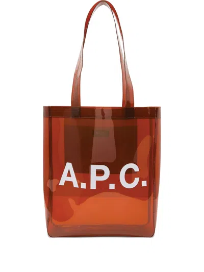Apc A.p.c. Lou Unisex Transparent Tote Bag In Brown