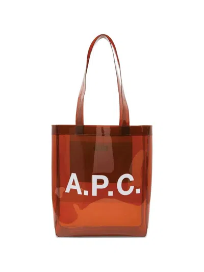 Apc A.p.c. Lou Unisex Transparent Tote Bags In Brown