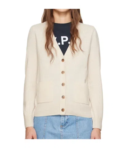 Apc Beige Louisa Cardigan In Paa Heathered Ecru