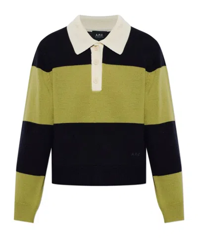 A.p.c. Louise Striped Wool Polo In Animal Print
