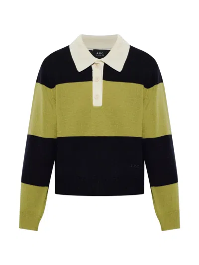 A.p.c. Louise Striped Wool Polo In Animal Print