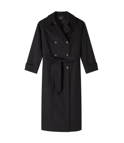 Apc Louise Trench Coat In Lzz - Black