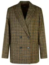 Apc Checked Wool Double-breasted Blazer In Brown