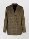 Apc Checked Wool Double-breasted Blazer
