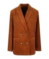 Apc Double-breasted Jacket Jackets Brown In Brown