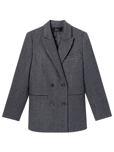 Apc A.p.c. Lucy Double Breasted Blazer In Gray