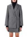 Apc A.p.c. A.p.c. Lucy Double-breasted Wool Blazer In Gray