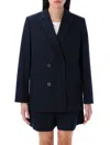 Apc Button Detailing Double-breasted Blazer In Dark Navy