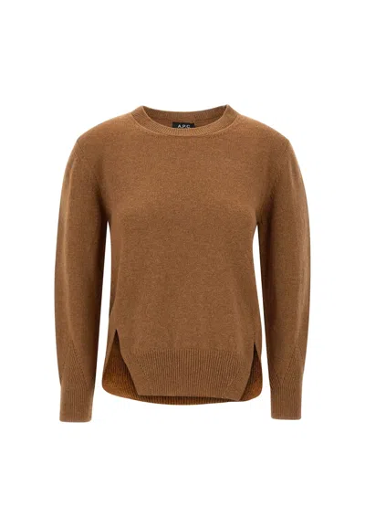 Apc Lucy Merino Wool Pullover In Cag Tobacco