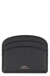 Apc A.p.c. Demi Lune Leather Card Holder In Black
