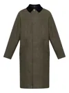 Apc Gaspard Corduroy Collar Coat With Side Pockets In Green